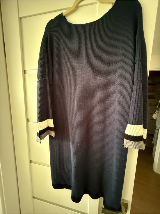 Alain murati Dresses & Skirts - Women's Crewneck Knit Dress in Navy with Contrast Cuffs